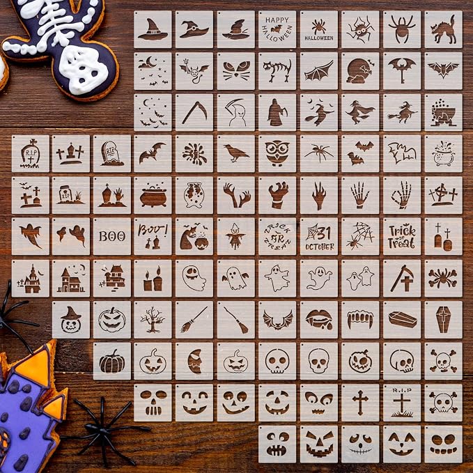 Fainne 100 Pcs 2 Inch Halloween Ghost Stencils Small Stencils by Fainne