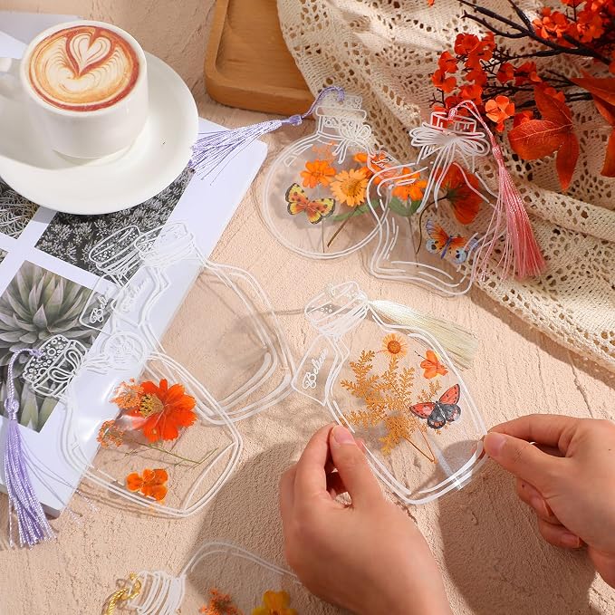 TaoBary 91 Pcs DIY Handmade Transparent Dried Flower Bookmark Set Include - Image 6