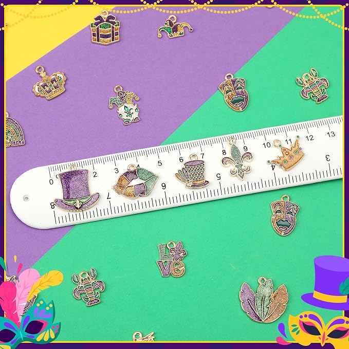 MARFOREVER 40 Pcs/20 Pairs Glitter Mardi Gras Charms - Image 2