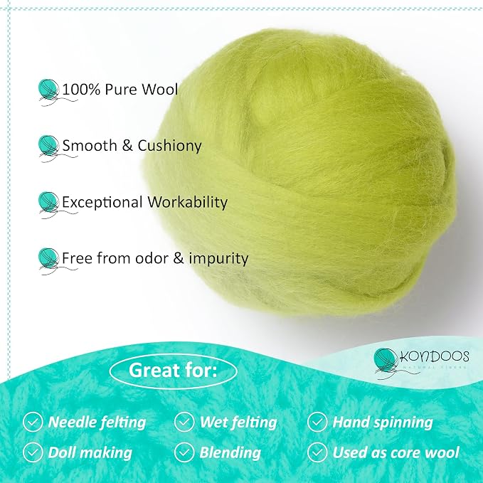 Kondoos Natural Wool roving, 2 OZ. Best Wool - Image 3