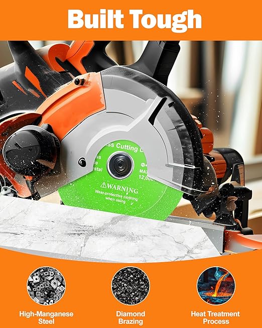 Glass Cutting Disc, Allmake 3pcs Rock Slab Grinding Disc 4.5 Inch for Angle Grinder, Diamond Glass Cutter Saw Blades for Grinding Cutting Bottle Crystal Ceramic Tile, Discos para Cortar Ceramica