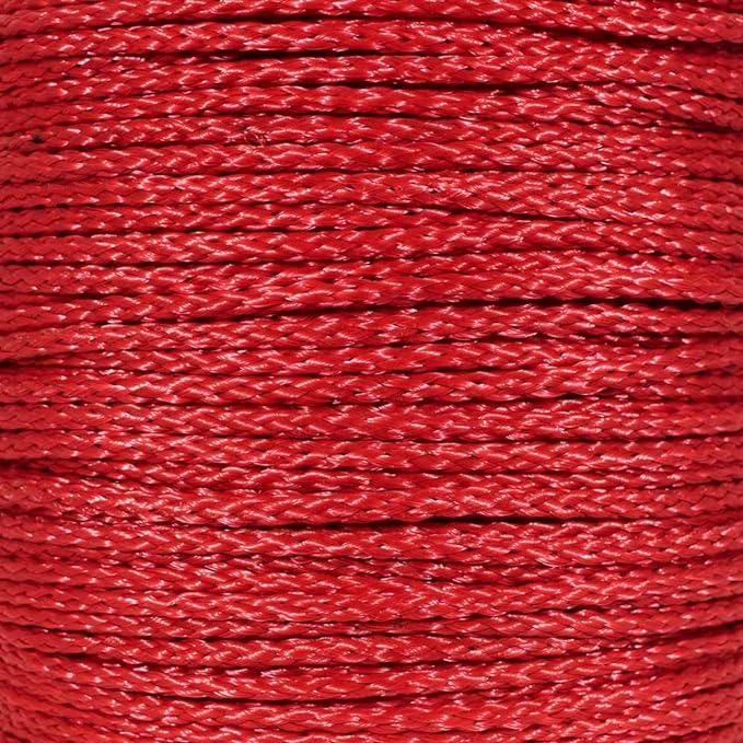 Hollow Braid Polypropylene Rope (1/4 Inch, 500 Feet, Red) - Barrier Rope - Trail Marking, Crowd Control, Golf Courses