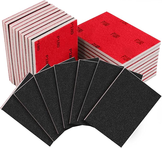 20PCS 3 x 4 Inch 180 Grit Sanding Sponge, Ultra Fine Sanding Sponges Pads, Soft Foam Hand Sanding Block Dry Wet Sandpaper Blocks for Model Drywall Metal Wood Furniture Polishing