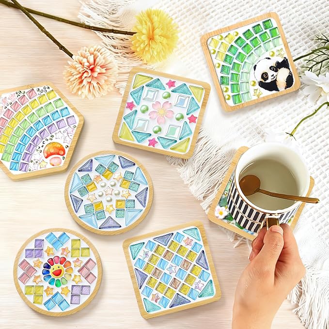 UXORSN 8 Sets DIY Mosaic Tiles for Crafts Mixed Color Glass Mosaic Kit - Image 2