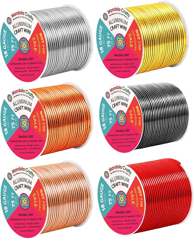 Mandala Crafts 18 GA Gray Copper Red Assorted Anodized Aluminum Craft Wire | by MandalaCrafts