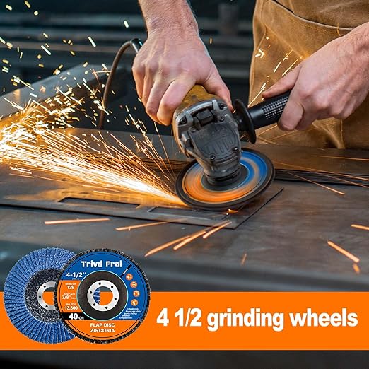 Flap Discs 4 1/2" for Angle Grinder - Trivd Frol 4 1/2 Flap Disc 40 Grit T29 Grinding Wheel, 7/8 Inch Zirconia Abrasive Angle Grinder Sanding Disc for Metal, Wood, Stainless Steel Finishing- 40 Pack