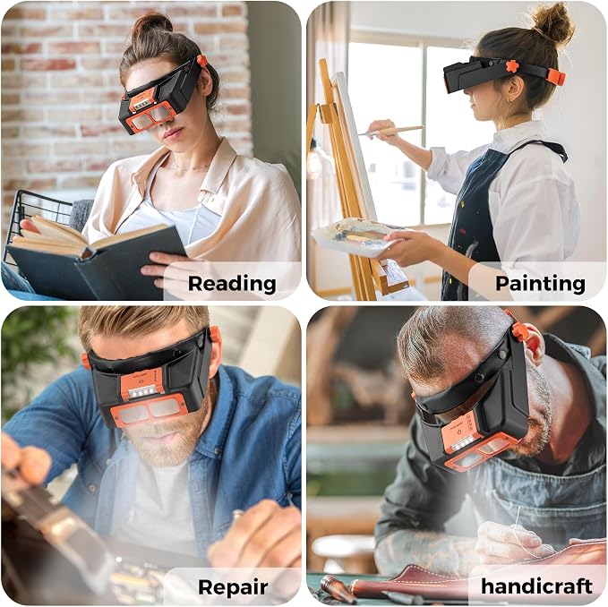 Headband Magnifier with Light, Rechargeable Magnifying Glasses - Image 7
