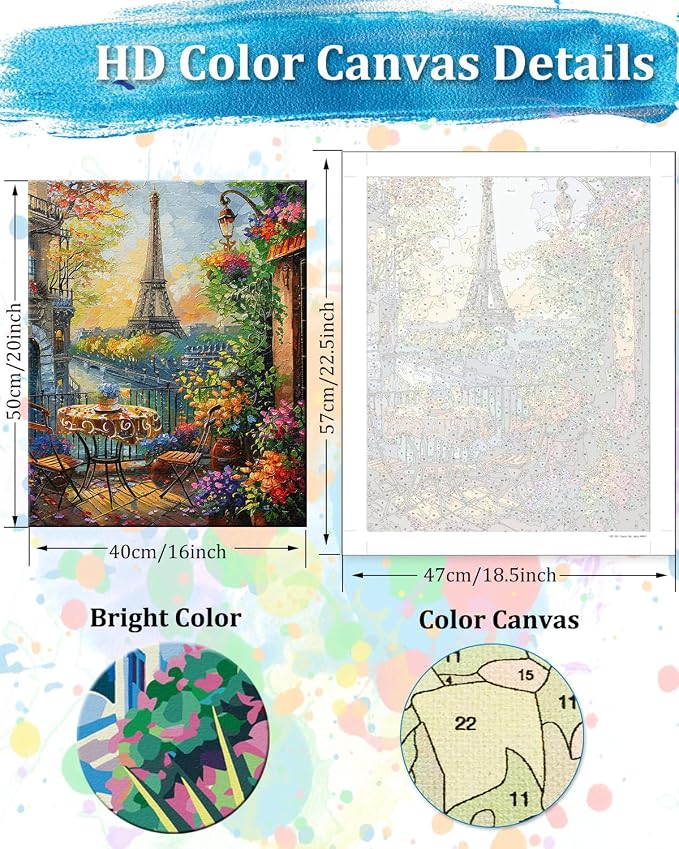TOCARE Eiffel Tower Paint by Numbers Kit - Image 2