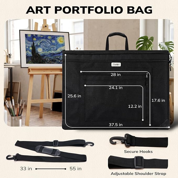 JusArt Art Portfolio Bag, 24x36 Foldable Light Weight Portfolio Folder Case - Image 2