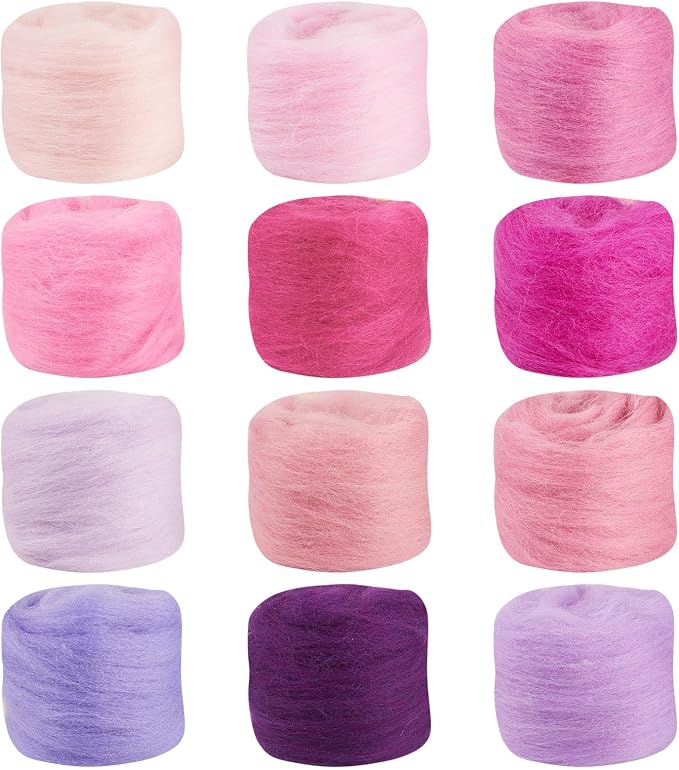 FASHEWELRY 2.11 OZ Needle Felting Wool Roving Purple Theme Handmade Spinning - Image 7