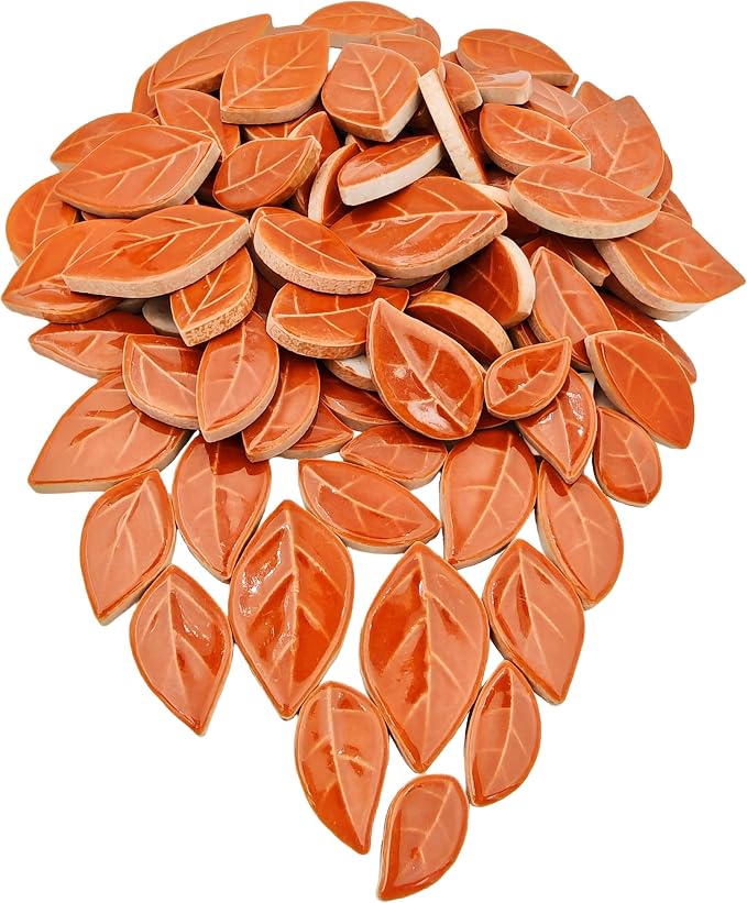 500g/1.1lb Leaf-Shaped Ceramic Mosaic Tiles, Ceramic Mosaic Pieces - Image 4