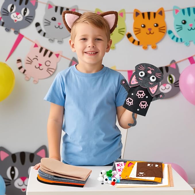 WATINC 6Pcs Hand Puppet Making Kit, Art Craft Felt Sock Puppet Toys, Creative - Image 6