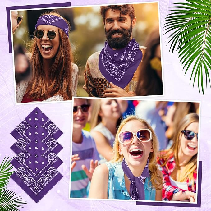 100 Pack Bandanas Unisex Paisley Bandanas Bulk Multi Purpose Cowboy Head Wrap - Image 3