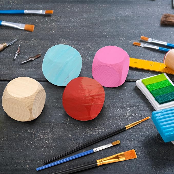 ZEAYEA 20 Pcs Blank Wooden Dice, 2 inch Unfinished Square Blocks, Blank 6 Sided - Image 7