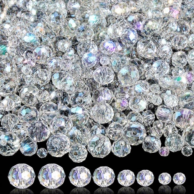 1000Pcs Glass Beads for Jewelry Making, 4/6/8/10mm Bracelet Making Kit | by Gionlion