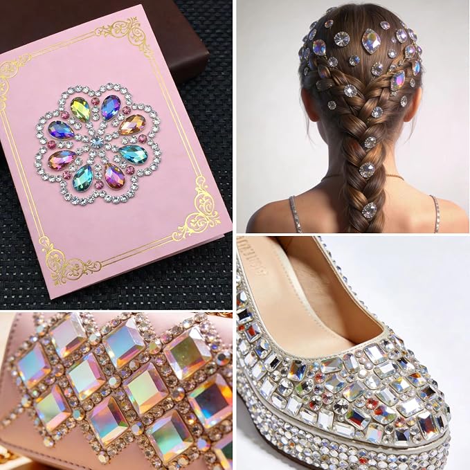 200 Pcs 10mm AB Rhinestones for Bedazzling, Rainbow Effect Craft Gems for - Image 5