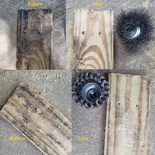 Wire Wheel Brush Set for 4-1/2" Angle Grinders, 3 & 4 Inch, 5/8-11 Thread, Knotted & Crimped Wire, 4-Pack,for Removing Rust, Paint,Corrosion, Burrs, Scales
