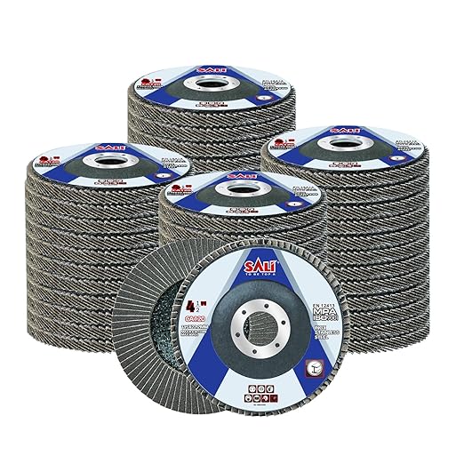 Sali 48 Pack Flap Disc 120 Grit 4.5" x 7/8-Inch Sanding Disc Bevel Type #29 Premium and Industrial Grade Angle Grinder Grinding Wheel High Performance Edge Grinding