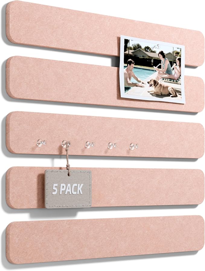 Fluxynara Cork Board Alternative Felt Strip Board 5-Pack 13"x2", Office Pin by FLUXYNARA