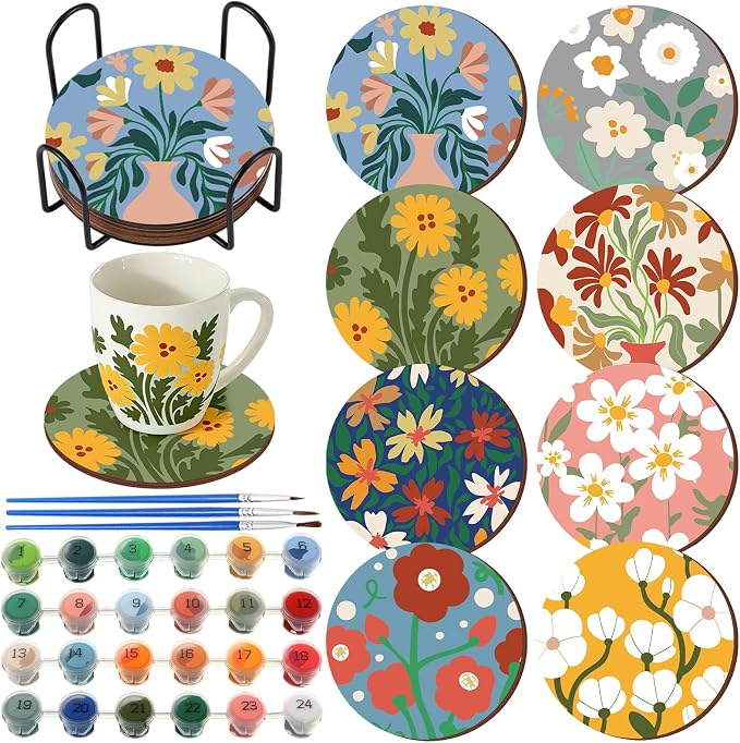 Reallnaive 8 Pcs Flower Paint by Numbers Kit by Unknown