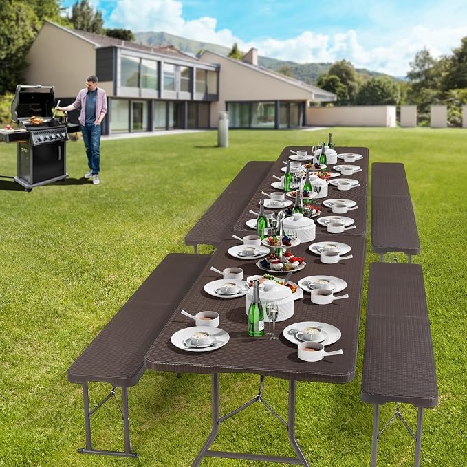 VINGLI 6 Foot Plastic Folding Table Portable Long Table - Image 2