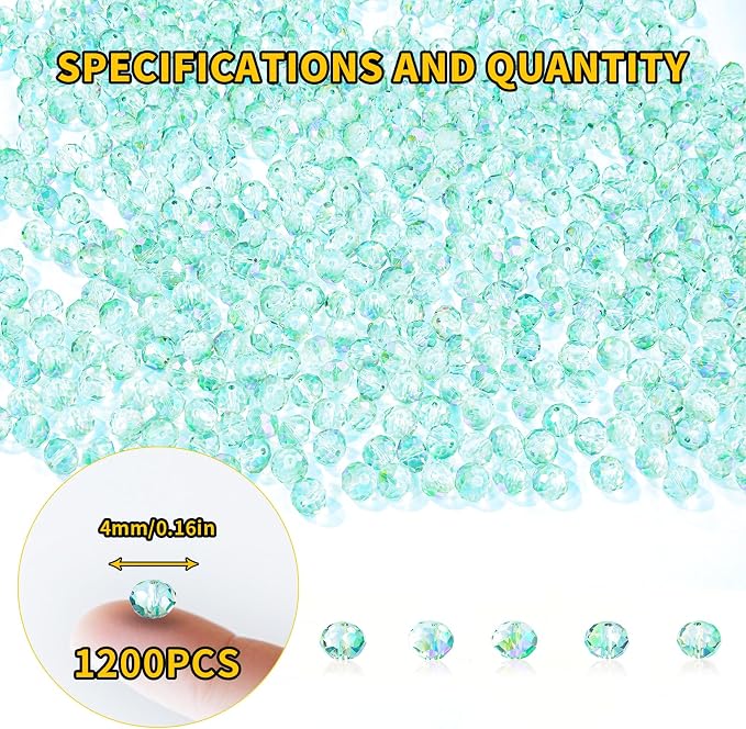 1200Pcs 4mm Crystal Glass Beads - Image 2