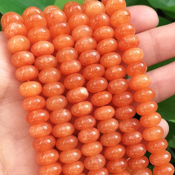 Songxi 5x8mm Natural Orange Colored Jade Stone Rondelle Beads, Gemstone - Image 6