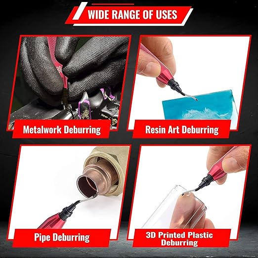 AFA Tooling - Deburring Tool with 15 Extra High Speed Steel Swivel Blades - Works on Metal, Resin, PVC Pipes, Copper, Plastic and 3D Printed Edges - Plumbing & 3D Printing Burr Removal Reamer Tool