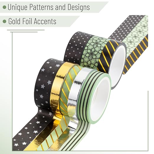 Mr. Pen- Washi Tape Set, 8 Rolls, 5 Yards/Roll | Gold Foil Decorative Tape - Image 3