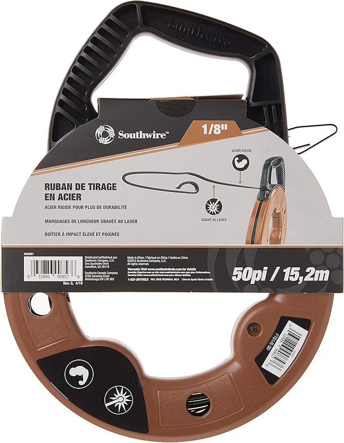 Southwire 58280140 1/8 in. 50 ft. Flat Steel Fish Tape