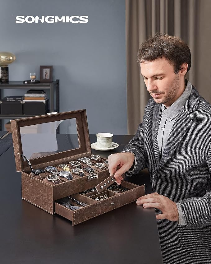 SONGMICS Watch Box, 12-Slot Watch Case Organizer - Image 3