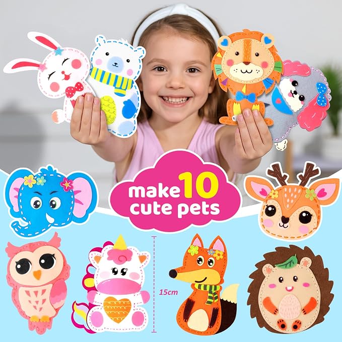 Funtopia Sewing Kit for Kids, 10 Easy DIY Projects of Stuffed Animal - Image 2