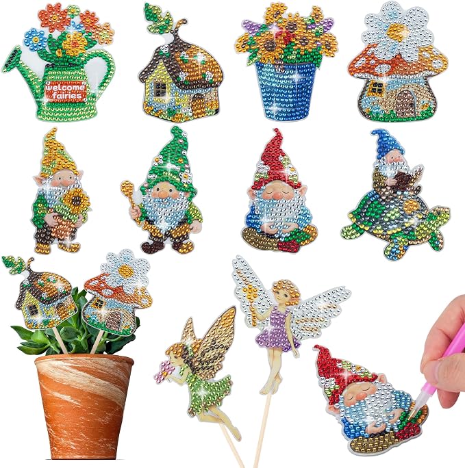 SWATOM 10PCS Diamond Art Kits for Adults for Garden Decor by SWATOM
