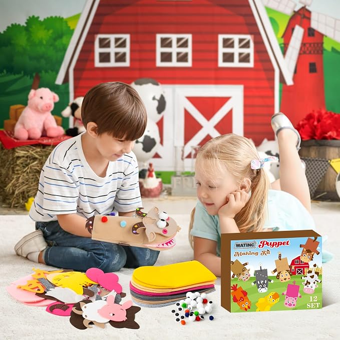 WATINC 12 Pcs Hand Puppet Making Kit, Art Craft Felt Sock Puppet Toys, Creative - Image 6
