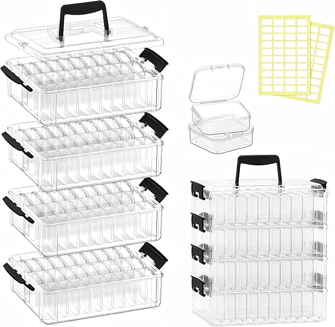 Bead Organizer Box 120 Pcs, 4-Tier Large Capacity Stackable Bead Storage by Unknown