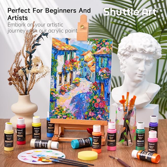Shuttle Art 100 Colors Acrylic Paint, 2oz/60ml Bottles, Include 2 Sets of 12 - Image 6