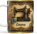 Personalized Classic Sewing Machine Design Coffee Mug, Ceramic Sewing Mug by ALMAGEMSUS