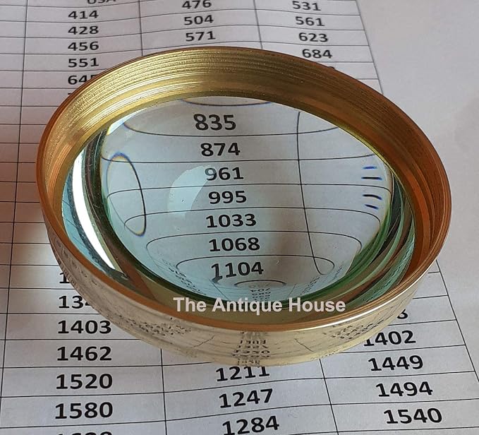 Vintage Solid Brass Desk Magnifying Glass Chart Paper Reader Weight Magnifier - Image 6