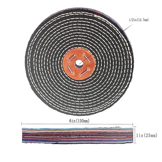 Luo ke 6'' x 1'' Dinem Polishing Wheel - 1/2'' Arbor Abrasive Denim Polishing Wheel Denim Cloth Buffing Wheels for Bench Grinder/Die Grinder