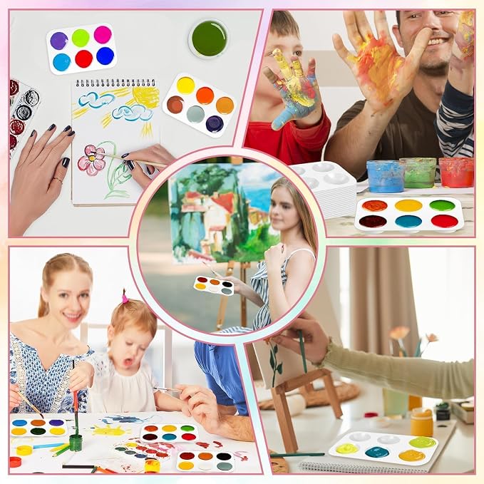 30 PCS White Plastic Watercolor Palette, 6 Well Rectangular Paint Palettes - Image 7