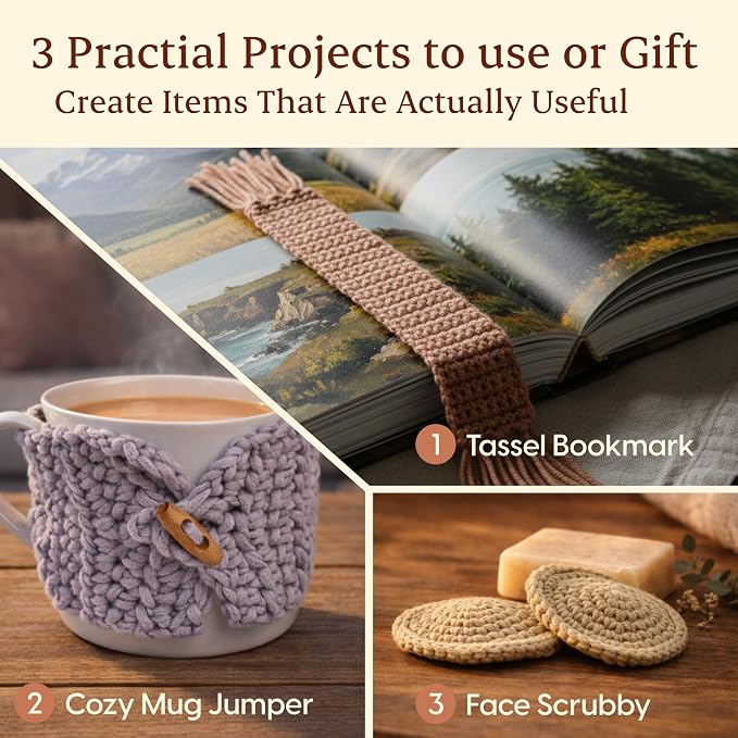Crochet Kit for Beginners, 3 Easy Projects, Absolute Beginner Starter Kit | - Image 2