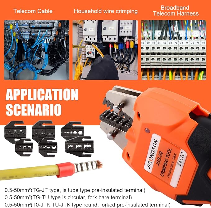 Electric Crimping Tool and Electric Wire Crimper for Heat Shrink, Terminal, and Micro Crimping Tool Kit with Pre-insulated, Tubular, Non Insulated Connectors