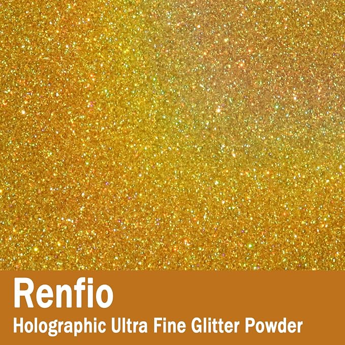 Renfio Holographic Ultra Fine Glitter Powder Metallic Resin Glitter 2.11 Oz PET - Image 2