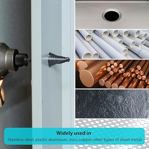 Cobalt Steel Step Drill Bit Set - 5PCS 50 Sizes for Metal, Impact-Ready Step Bits for Steel with Titanium Coating & Aluminum Case | Professional Metal Drill Bit Kit(5pc)