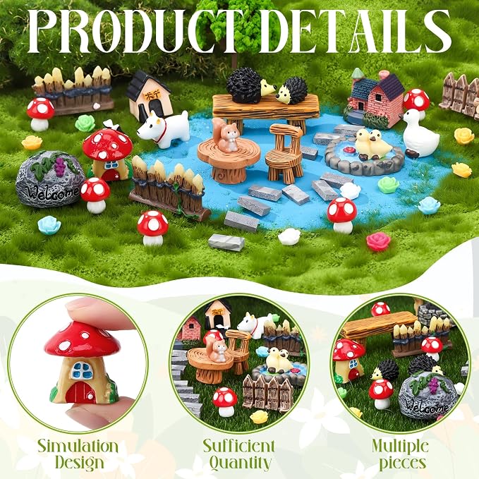 45 Pcs Fairy Garden Accessories Miniatures Garden Kit - Image 2