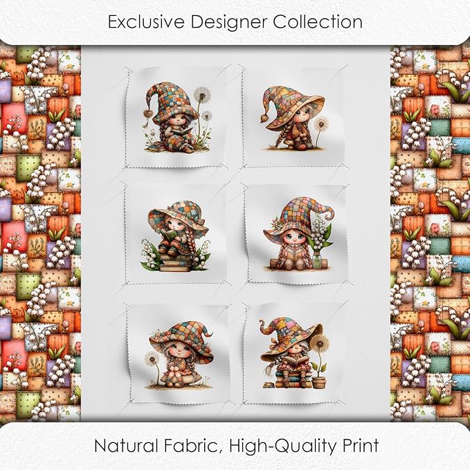 Patchwork Forest Girl Cotton Fabric Panel – Six 10×10 inch Designs + Bonus - Image 5