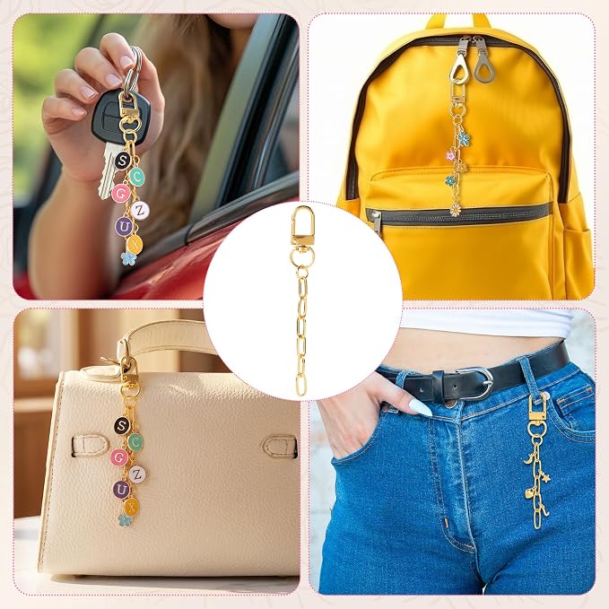 Hzopcw 56pcs Multicolor Keychain Making Kit, Swivel Snap Hook Chains - Image 5
