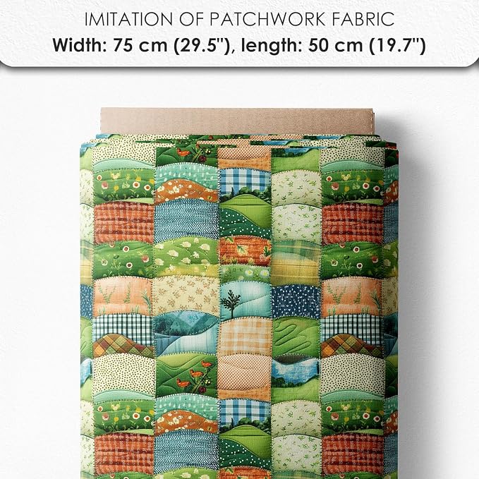 Patchwork Green Hills Cotton Fabric Panel – 6 Designs + Bonus Sheet 29.5×19.6 - Image 7