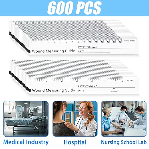 600 Pcs Wound Measuring Tape 6 Inch Wound Ruler Double Sided Disposable Paper Tape Measure Paper Guide Ruler Measurement Tools for Nurses