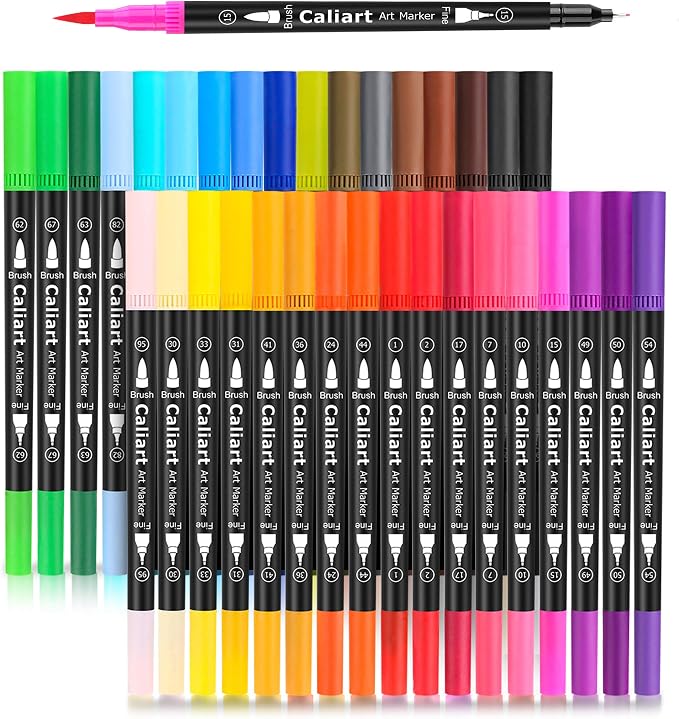 Caliart 34 Double Tip Brush Pens Art Markers by Caliart